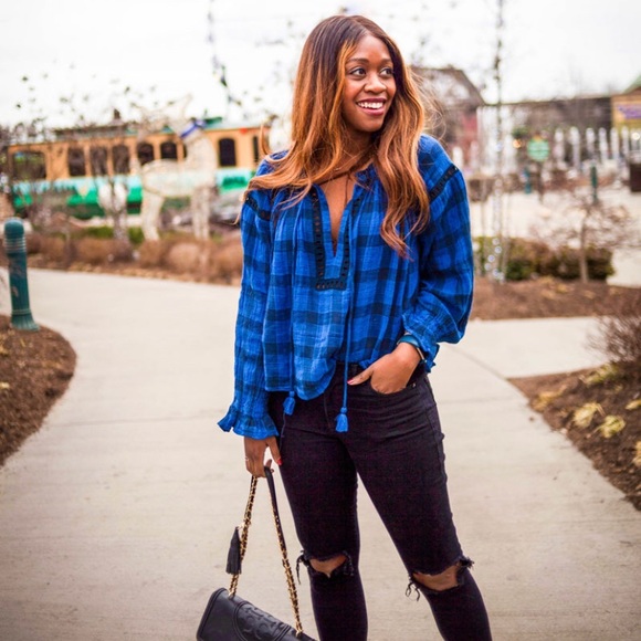 Free People Checkered Honey Grove Top - Picture 4 of 5